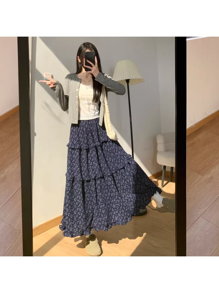 Midi Skirt Floral - Floral A-Line Midi Skirt Women's Spring
