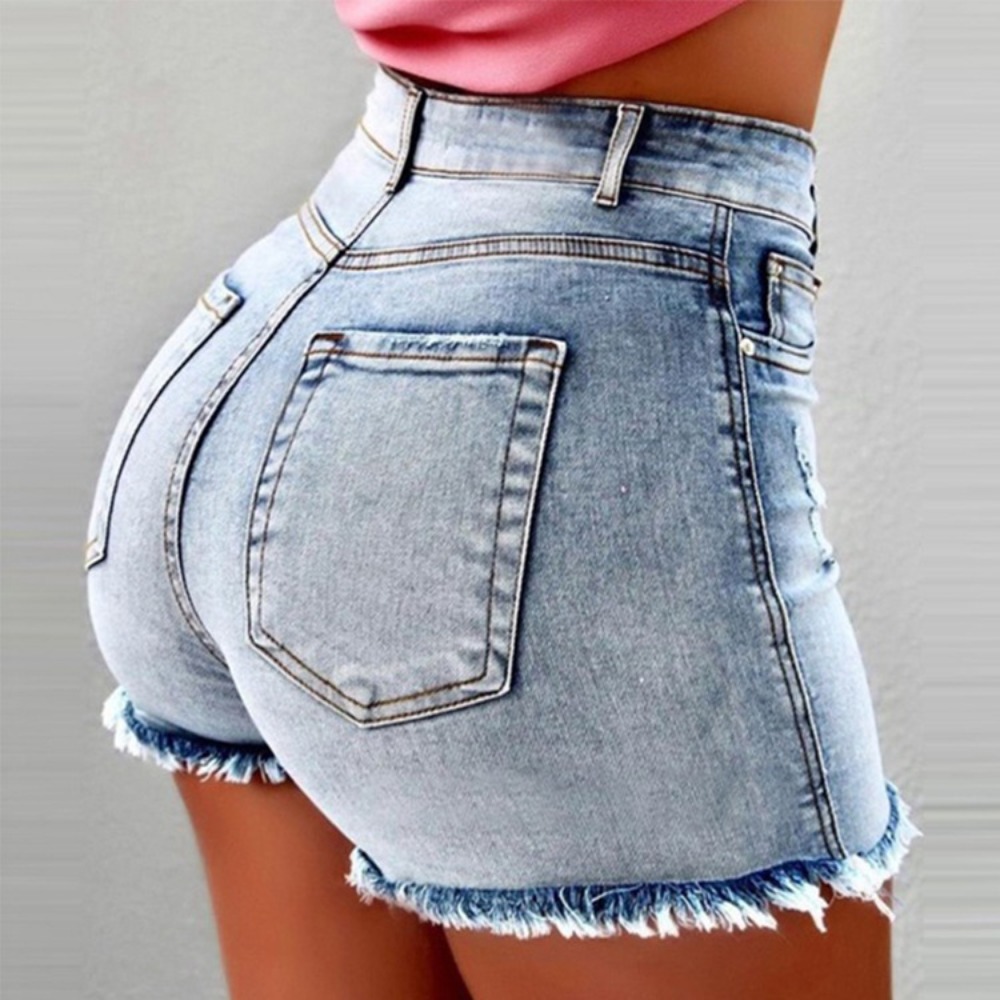 Women's High Waisted Distresse - مراجعة Shorts Denim Frayed وسعره