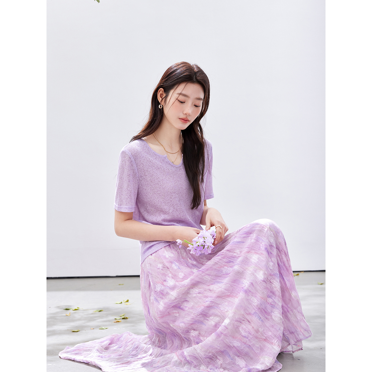 VIMLY Women's Purple Floral Pr - مراجعة Midi Skirt Floral وسعره