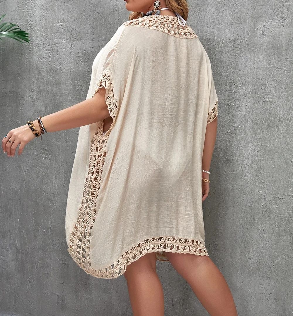 CROCHET BIKINI-Plus Size Beach - مراجعة Cover Up Kaftan وسعره