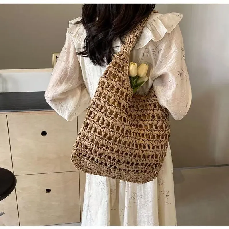 Hollow Woven Straw Tote Bag On - مراجعة Tote Bag Beach وسعره