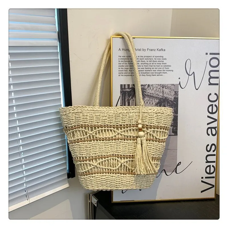 Hollow Woven Straw Shoulder Ba - مراجعة Tote Bag Beach وسعره