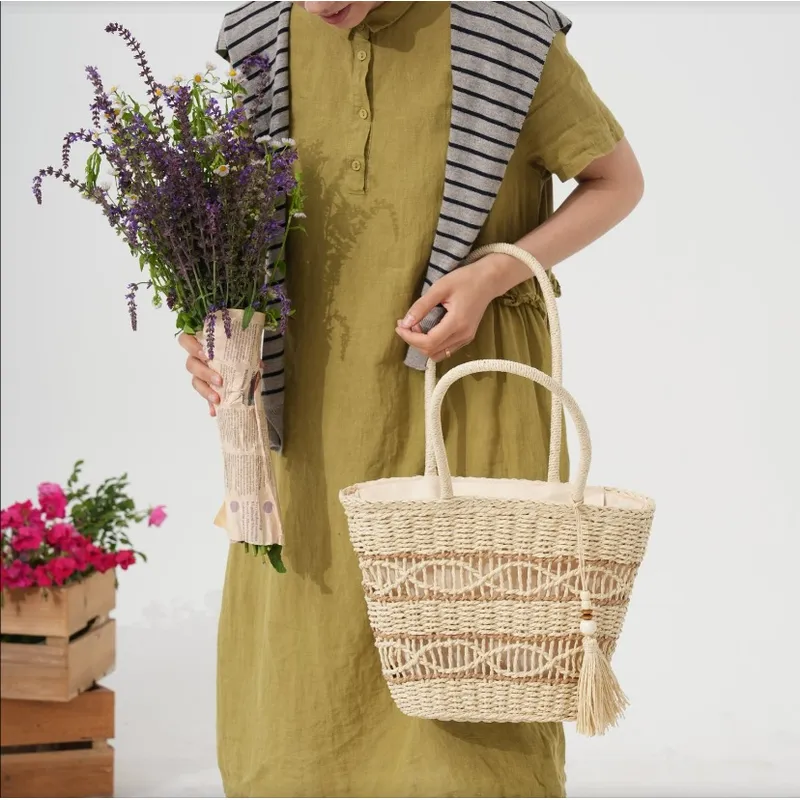 Hollow Woven Straw Shoulder Ba - مراجعة Tote Bag Beach وسعره