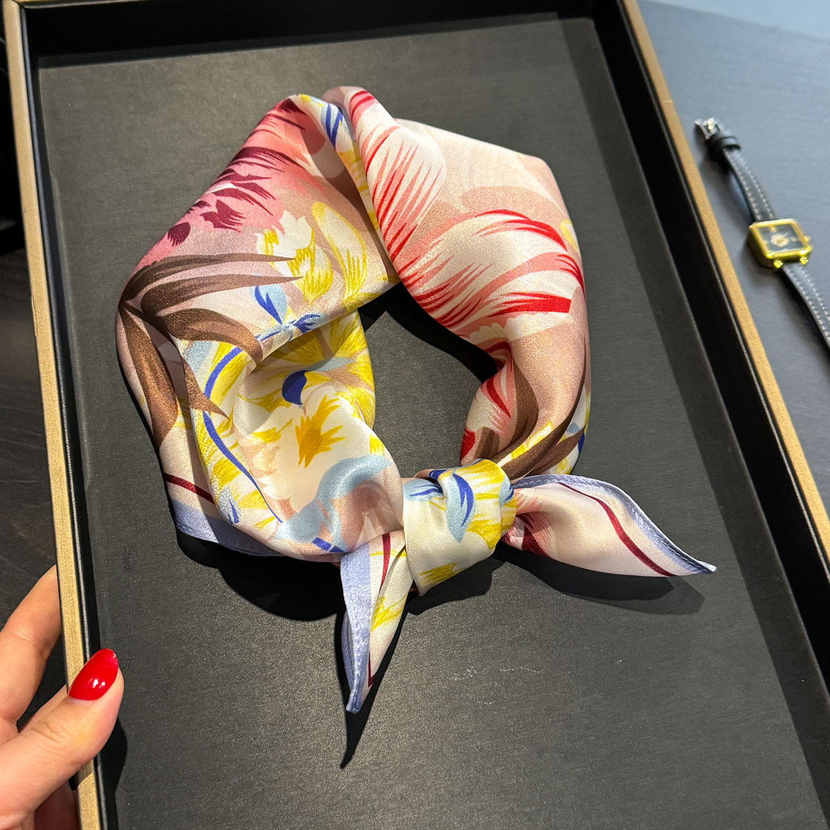 New 100% Silk Square Scarf for - مراجعة Headband Summer Knit وسعره