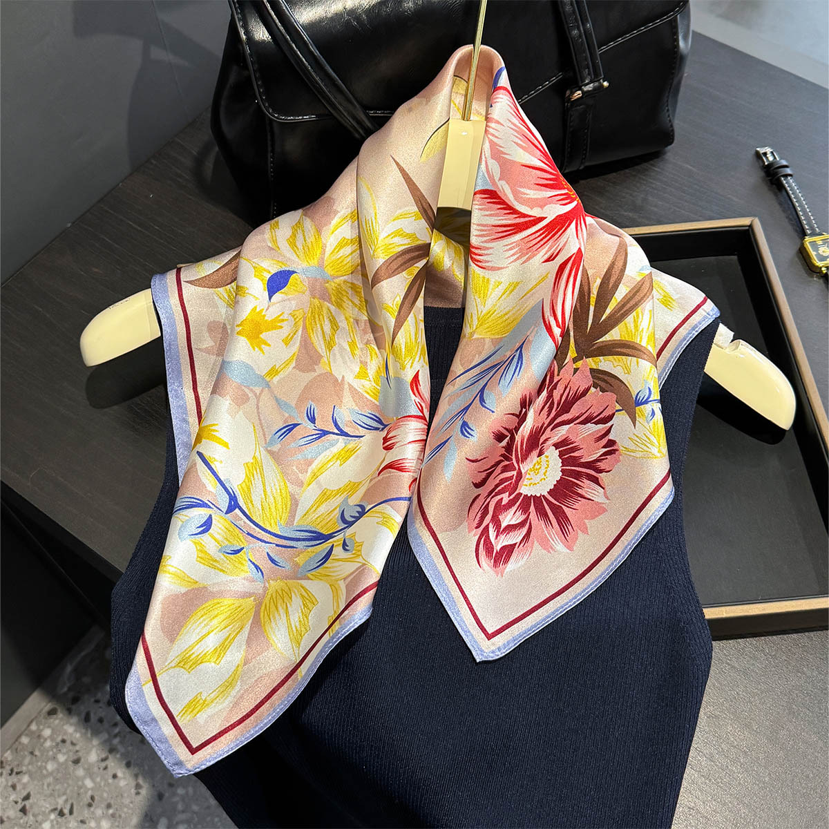 New 100% Silk Square Scarf for - مراجعة Headband Summer Knit وسعره