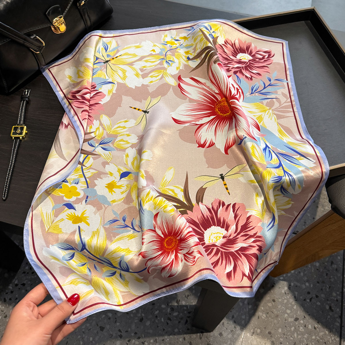 New 100% Silk Square Scarf for - مراجعة Headband Summer Knit وسعره
