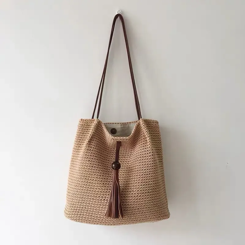 Tassel straw woven tote bag ha - مراجعة Tote Bag Beach وسعره