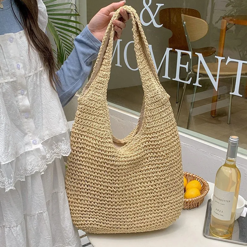 High-end hand-woven straw tote - مراجعة Tote Bag Beach وسعره