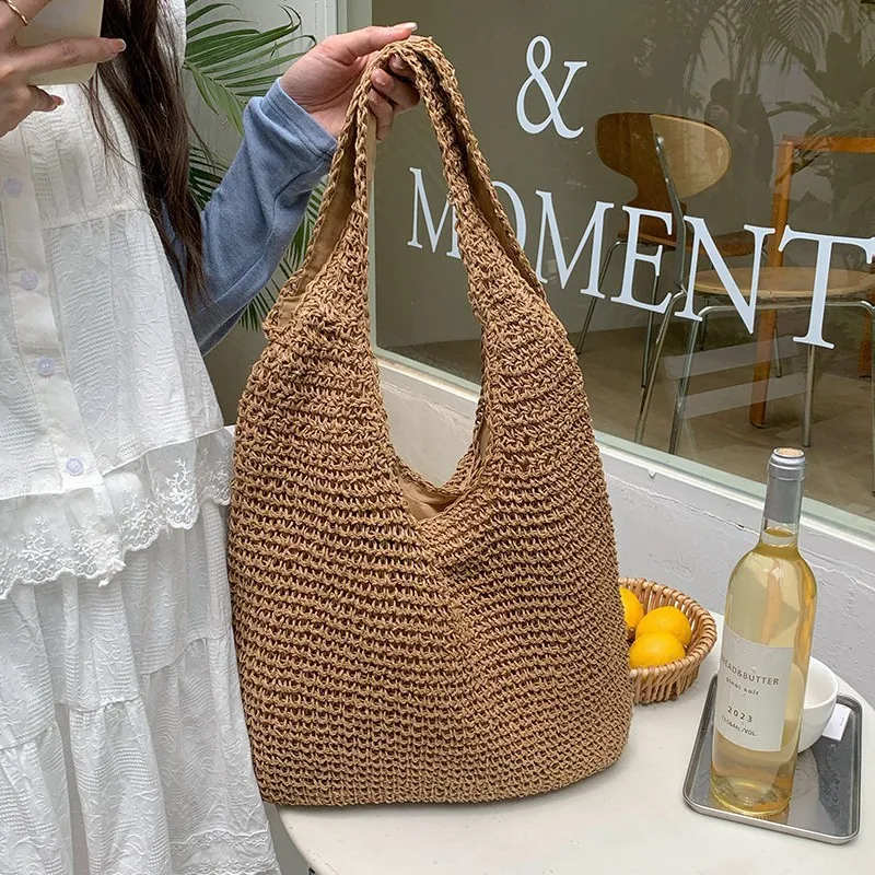 High-end hand-woven straw tote - مراجعة Tote Bag Beach وسعره