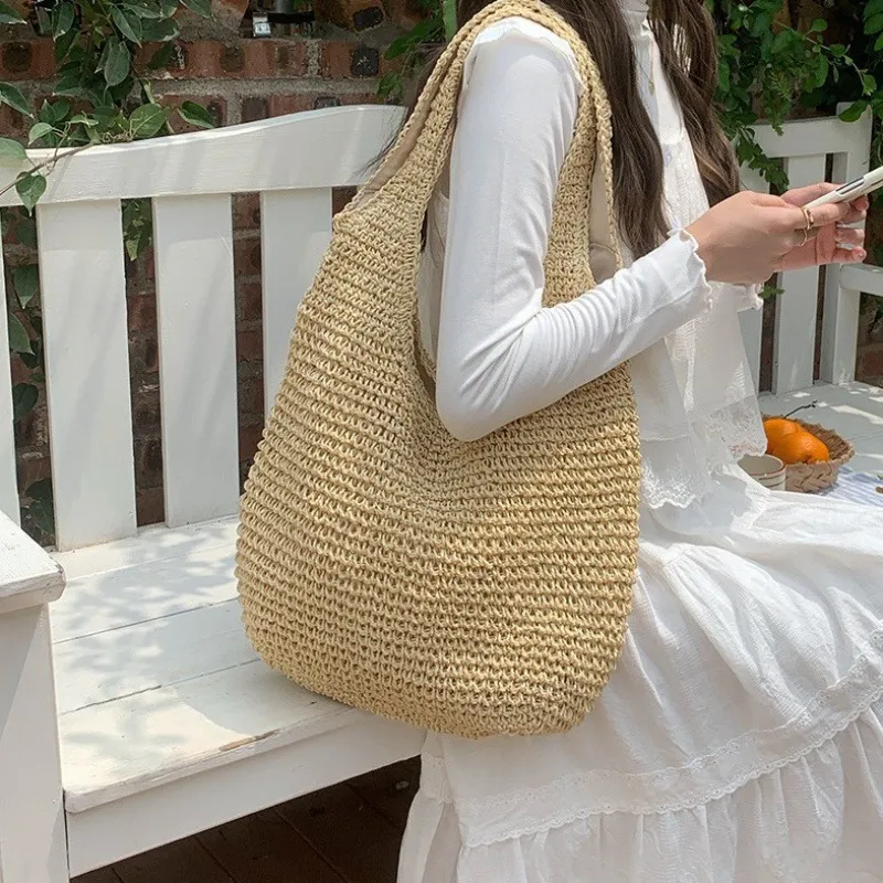 High-end hand-woven straw tote - مراجعة Tote Bag Beach وسعره