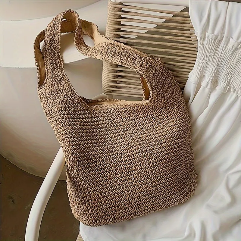 High-end hand-woven straw tote - مراجعة Tote Bag Beach وسعره