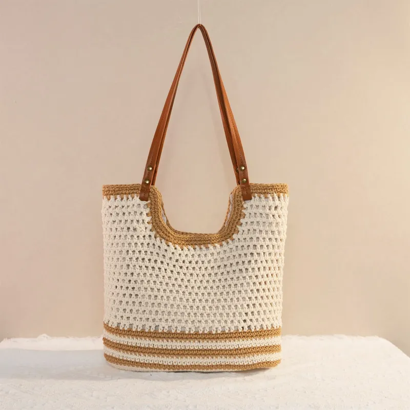 Women's large-capacity hand-wo - مراجعة Tote Bag Beach وسعره