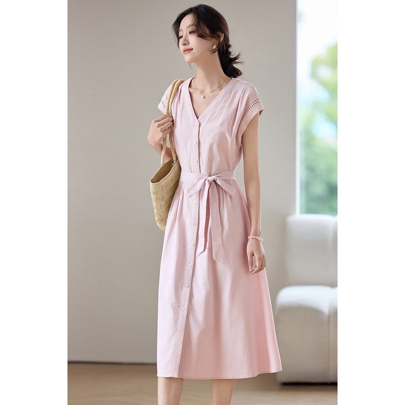 SENTUBILA Women's Midi Pink Dr - مراجعة Linen Dress Wrap وسعره