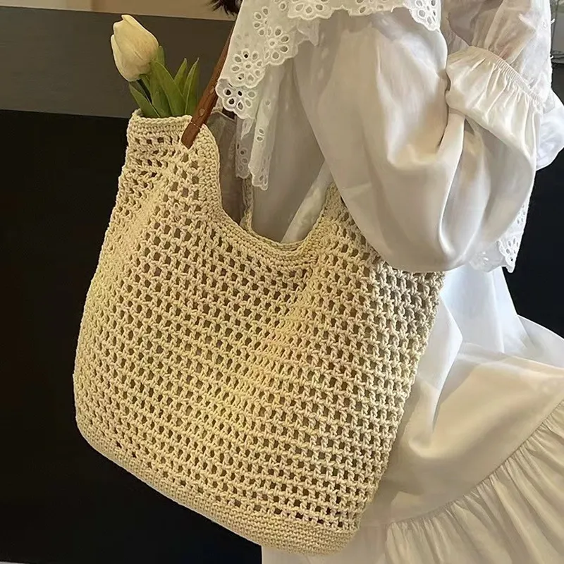 Women's hand-woven straw tote  - مراجعة Tote Bag Beach وسعره